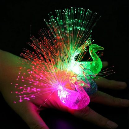 10 PCS Colorful Fluorescent Peacock Finger Lights Party Gadgets Children Entertainment Toys(Blue Green White Red Random - Image 2