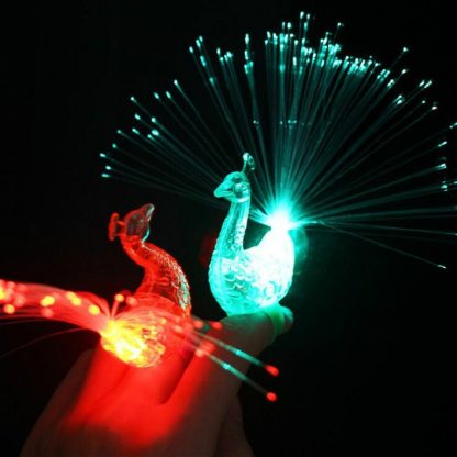 10 PCS Colorful Fluorescent Peacock Finger Lights Party Gadgets Children Entertainment Toys(Blue Green White Red Random - Image 3