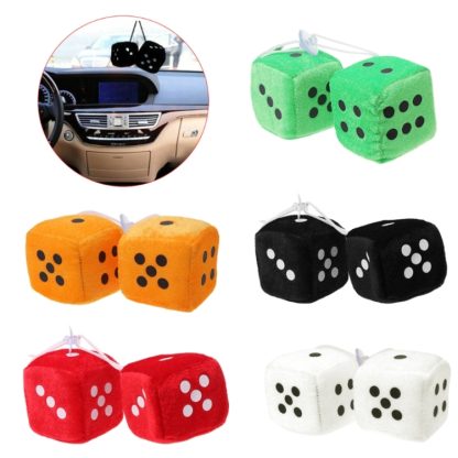 12PCS Fuzzy Doll Sucker Pendant Creative Sponge Dice Rear View Mirror Hanger Car Decoration Styling Accessories Orange, - Image 3