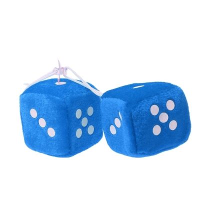 12PCS Fuzzy Doll Sucker Pendant Creative Sponge Dice Rear View Mirror Hanger Car Decoration Styling Accessories Blue, Si