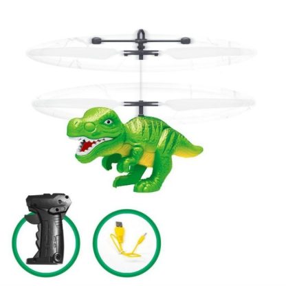 Electric RC Flying Toy Infrared Sensor Dinosaur Model Helicopter LED Flash Lighting USB Charging Small RC Toy for Kids(G