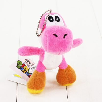 3 PCS 10cm Super Mario Bros Yoshi Stuffed Plush Toys With Keychain Pendant for Children(pink)