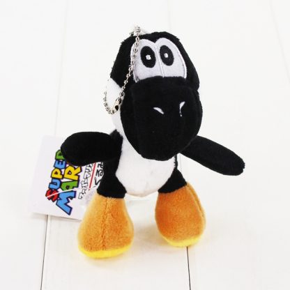 3 PCS 10cm Super Mario Bros Yoshi Stuffed Plush Toys With Keychain Pendant for Children(black)