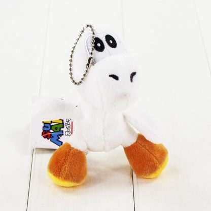 3 PCS 10cm Super Mario Bros Yoshi Stuffed Plush Toys With Keychain Pendant for Children(white)