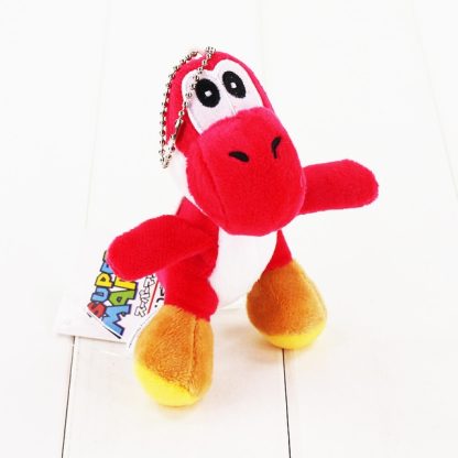 3 PCS 10cm Super Mario Bros Yoshi Stuffed Plush Toys With Keychain Pendant for Children(red)