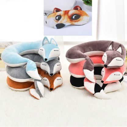 Lovely Fox Animal Cotton Plush U Shape Neck Pillow for Travel Car  Plane Travel(brown) - Image 3