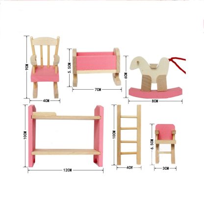 Dollhouse Furniture Set Wooden Bunk Beds - Image 3