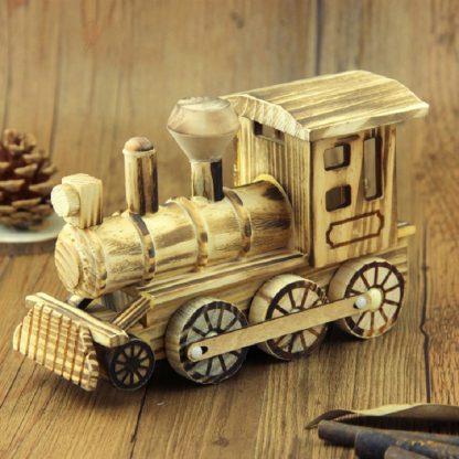 Simulation Wooden Locomotive Creative Children Toy Model Home Decoration, Style:Wooden Locomotive