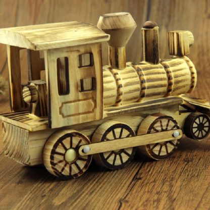 Simulation Wooden Locomotive Creative Children Toy Model Home Decoration, Style:Wooden Locomotive - Image 3