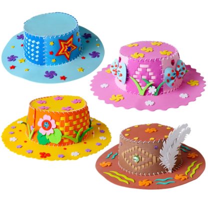 Kids DIY Hat Craft Toys EVA Foam Paper Weaving Hat, Random Color Delivery - Image 2