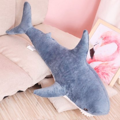 Plush Stuffed Toy Shark Kids Toys Boys Girls Animal Reading Pillow for Birthday Gifts, Height:80cm(Blue) - Image 3