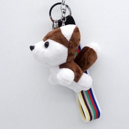 3 PCS Husky Plush Clip Keychain Mini Charm Bag Pendants  Soft Stuffed Animal Stuffed Toys Gift, Size:15(Dark Brown)