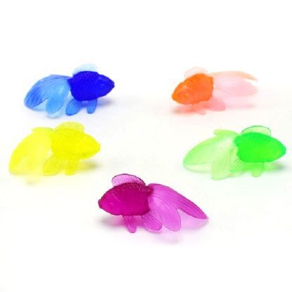 10 PCS Soft Rubber Gold Fish Baby Bath Toys Plastic Simulation Small Goldfish Kids Swimming Beach Toys(Random Color Deli