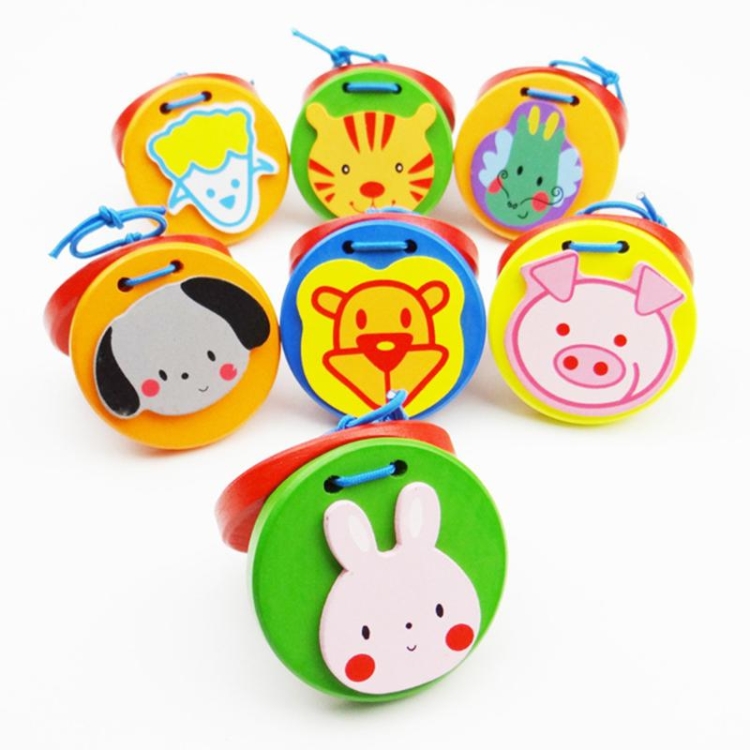 3 PCS Baby Cartoon Animal Wooden Castanets Clapper Children Educational Music Toy, Random Style Delivery - Image 2