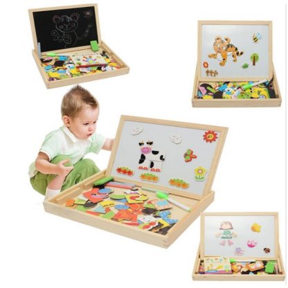 Wooden Magnetic Double-sided Drawing Board Children Educational Toys(Happy Farm Puzzle) - Image 3