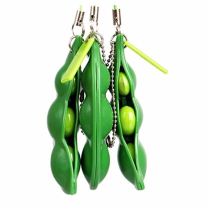 3 PCS Creative Extrusion Pea Soybean Stress Relief Toy Key Pendant, Random Expression Delivery - Image 2