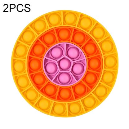 2 PCS Children Silicone Desktop Educational Decompression Toy, Style: Round(Orange)