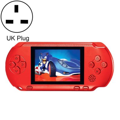 16 Bits Retro Portable Game Console with 2 Game Cards, Built-in 80 Games, UK Plug(Red)