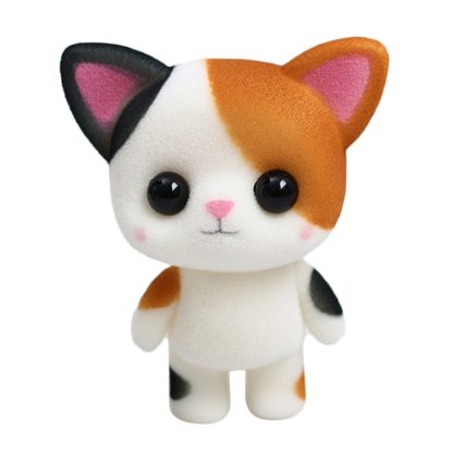 Little Cute PVC Flocking Animal Calico Cat Dolls Creative Gift Kids Toy, Size: 5.5*3.5*6.5cm(White)