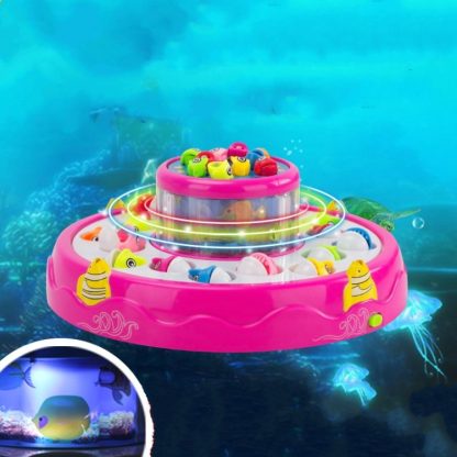 Children'S Music Electric Fishing Toys Double Magnetic Fishing Puzzle Lights Toys (Colour: Pink) - Image 2