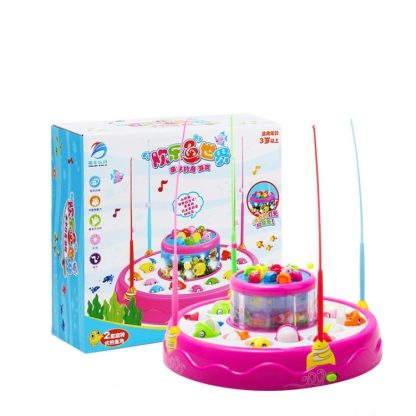 Children'S Music Electric Fishing Toys Double Magnetic Fishing Puzzle Lights Toys (Colour: Pink) - Image 3