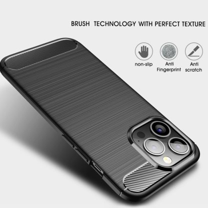 For iPhone 13 Pro Max Brushed Texture Carbon Fiber TPU Case (Black) - Image 3