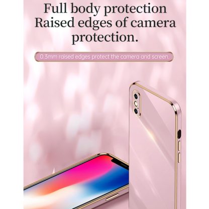 For iPhone XR XINLI Straight 6D Plating Gold Edge TPU Shockproof Case(Mint Green) - Image 4