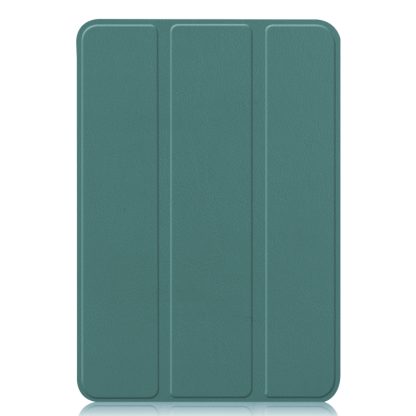 For iPad mini 6 Custer Texture Horizontal Flip Leather Tablet Case with Three-folding Holder & Sleep / Wake-up Function(Dark Green) - Image 2