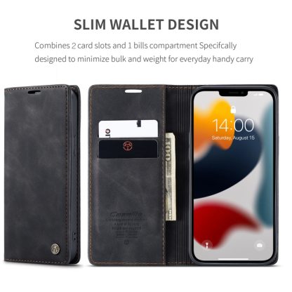 For iPhone 13 Pro CaseMe-013 Multifunctional Retro Frosted Horizontal Flip Leather Case with Card Slot & Holder & Wallet (Black) - Image 3