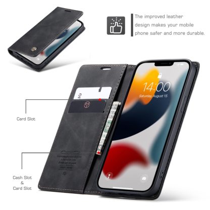 For iPhone 13 Pro CaseMe-013 Multifunctional Retro Frosted Horizontal Flip Leather Case with Card Slot & Holder & Wallet (Black) - Image 4