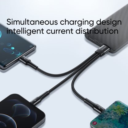 JOYROOM S-01530G9 3.5A 3 in 1 USB to Micro USB + USB-C / Type-C + 8 Pin Short Charging Cable(Black) - Image 4