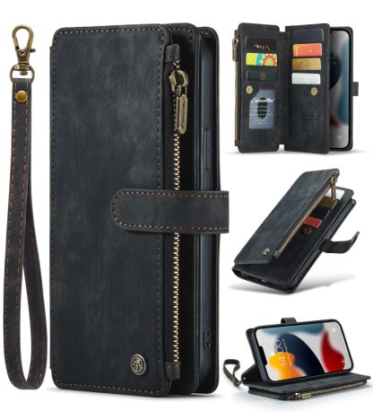 For iPhone 13 Pro Max CaseMe-C30 PU + TPU Multifunctional Horizontal Flip Leather Case with Holder & Card Slot & Wallet & Zipper Pocket (Black)