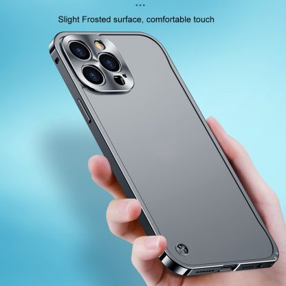 For iPhone 13 Pro Metal Frame Frosted PC Shockproof Phone Case (Silver) - Image 3