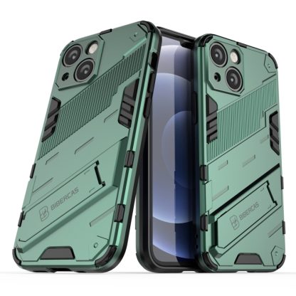 For iPhone 13 Punk Armor 2 in 1 PC + TPU Phone Case with Invisible Holder(Green) - Image 2