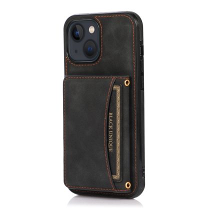 For iPhone 13 Three-fold Leather Phone Case with Card Slot & Wallet & Holder(Black) - Image 2