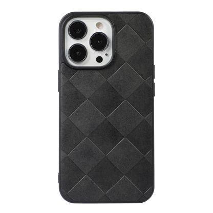 For iPhone 12 Pro Max Weave Plaid PU Phone Case(Black) - Image 3