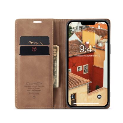 For iPhone 14 CaseMe-013 Multifunctional Retro Frosted Leather Phone Case (Brown) - Image 4