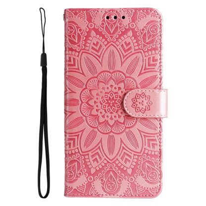 For iPhone 14 Embossed Sunflower Leather Phone Case (Pink) - Image 2