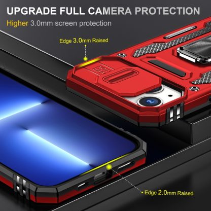 For iPhone 14 Plus Armor PC + TPU Camera Shield Phone Case (Red) - Image 3