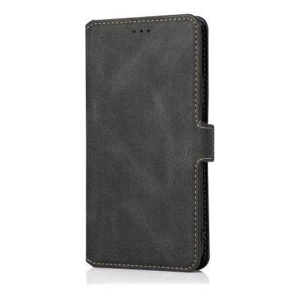 For iPhone 14 Retro Magnetic Closing Clasp Leather Case (Black) - Image 2