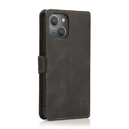 For iPhone 14 Retro Magnetic Closing Clasp Leather Case (Black) - Image 3