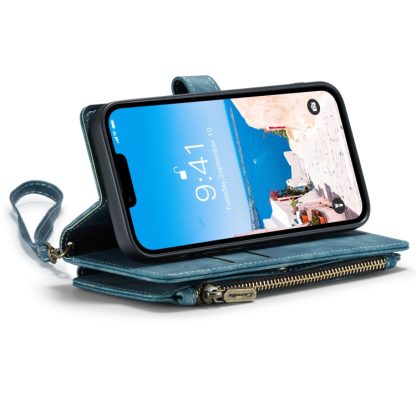 For iPhone 14 CaseMe C30 Multifunctional Phone Leather Case (Blue) - Image 4