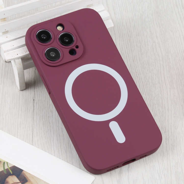 For iPhone 14 Pro Max Liquid Silicone Magsafe Phone Case (Wine Red) - Image 2