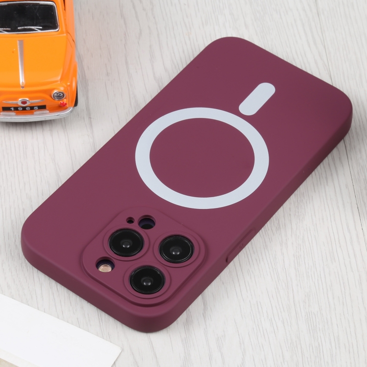 For iPhone 14 Pro Max Liquid Silicone Magsafe Phone Case (Wine Red) - Image 4