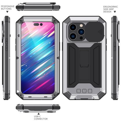 For iPhone 14 Pro Max R-JUST Shockproof Life Waterproof Dust-proof Case (Silver) - Image 2