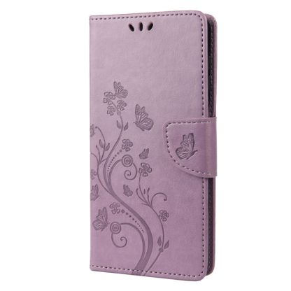 For iPhone 14 Butterfly Flower Pattern Flip Leather Phone Case (Light Purple) - Image 2