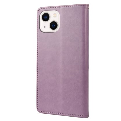 For iPhone 14 Butterfly Flower Pattern Flip Leather Phone Case (Light Purple) - Image 3