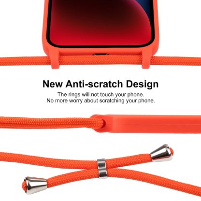 For iPhone 14 Crossbody Lanyard Liquid Silicone Case(Orange) - Image 3