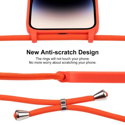 For iPhone 14 Pro Max Crossbody Lanyard Liquid Silicone Case(Orange) - Image 3