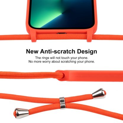 For iPhone 13 Pro Max Crossbody Lanyard Liquid Silicone Case(Orange) - Image 3